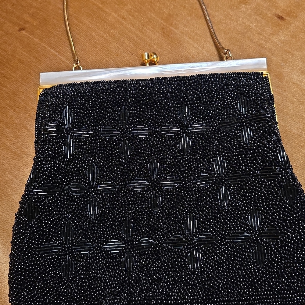 Elegant Black Beaded Evening Bag